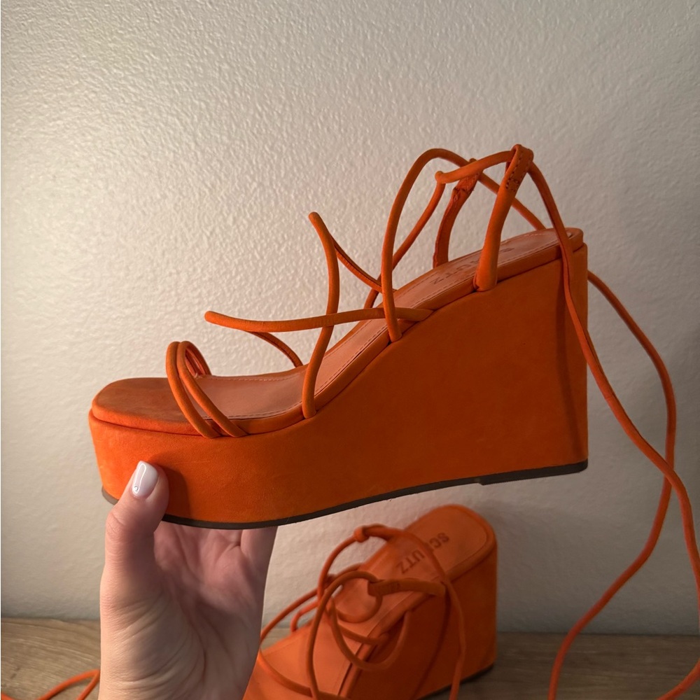 Schutz Orange Strappy Heels - Worn Once - Picture 3 of 5